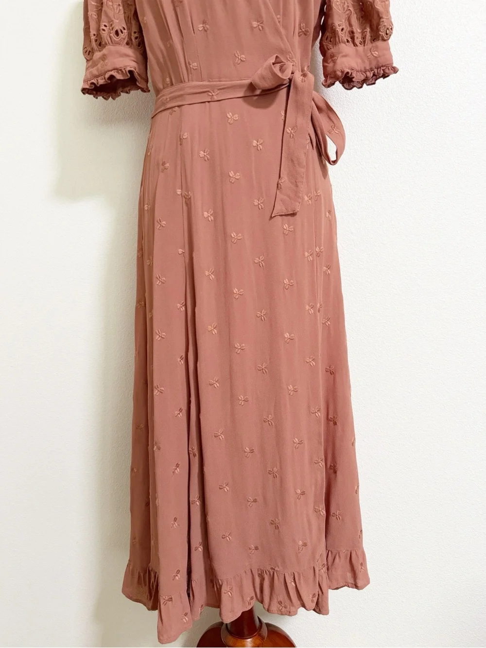 Reformation Annalise Embroidered Floral Wrap Midi Dress - Picture 6 of 15